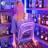 Clear Backpack for Women Teenage Student College Girl PVC Transparent Book Bag