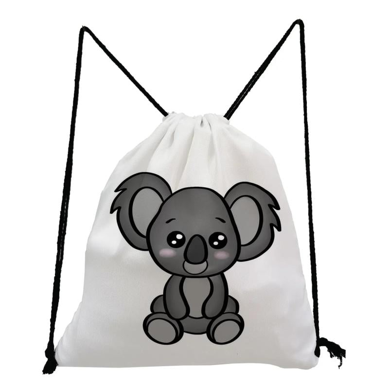 Animal Cartoon Koala Print Drawstring Pocket Backpack