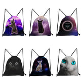 Cat Family Printed Drawstring Bags Ladies Backpacks for Children