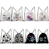 Women Dog Paws Backpacks for Students Love Dogs Funny Casual Drawstring Pocket