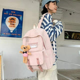 Japanese Harajuku Corduroy Women Backpacks College Style Big Casual
