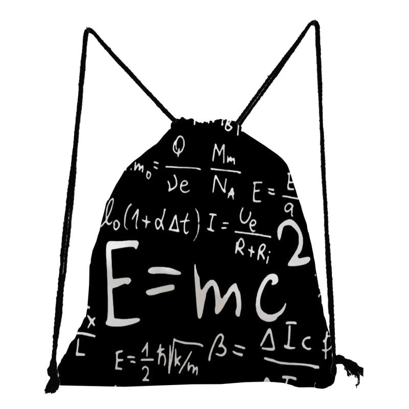 Drawstring Backpack E=mc2 Print for Chemistry Study School Travel