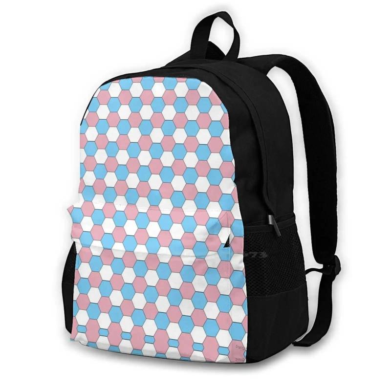 Pride Hexagon Print Large Capacity Backpack Laptop Travel Bags