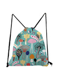 Mushroom Print Drawstring Bag Mini Backpack Teenager Bookbag