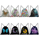 Drawstring Pocket Travel Shoes Bags Portable Women's Backpack Butterfly Print
