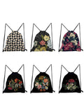 Floral Drawstring Backpack Child Small School Bags Gym Bag Eco Reusable