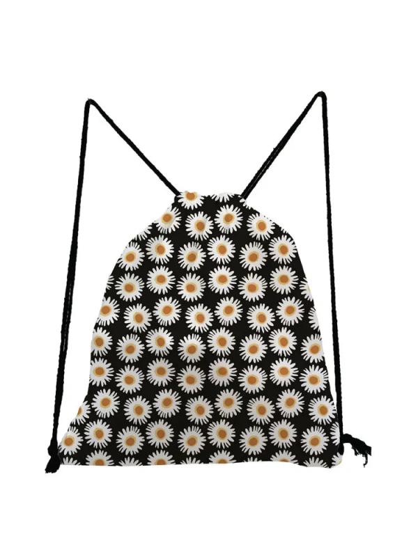 Floral Drawstring Backpack Child Small School Bags Gym Bag Eco Reusable