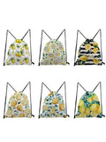 Fruit Backpack Lemon Print Teenager Drawstring Bag Lady Storage Bags
