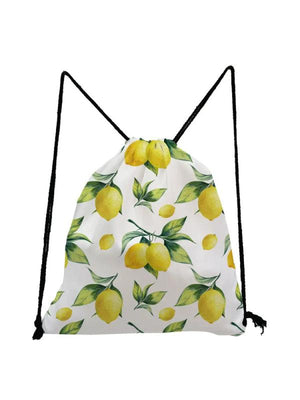 Fruit Backpack Lemon Print Teenager Drawstring Bag Lady Storage Bags