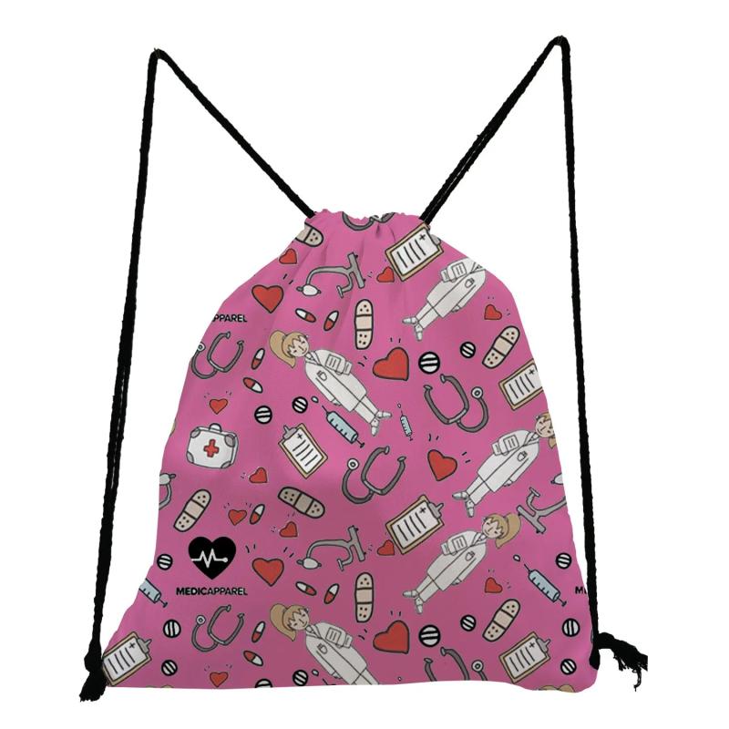 Love Nurse Printed Backpack Drawstring Bags Preppy Style