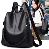 Retro PU Leather Women's Backpack Student Shoulder Bag