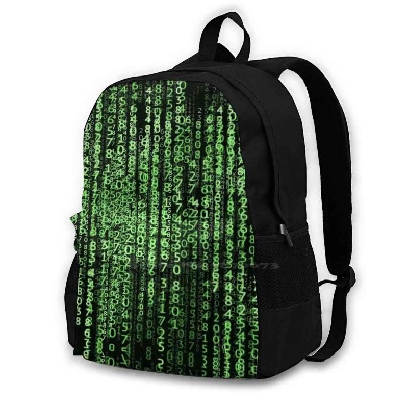 Matrix Science Fiction Green Numbers On Shirts And Gadgets Bag