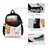 Bear Cartoon Milk Mocha Backpack Student School Laptop Travel Bag