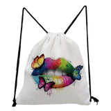 Portable Storage Shoes Bag Hipster Rainbow Leopard Lips Print