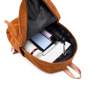 Fashionable Flannel Fabric Backpack with Shining Hardware Decoration