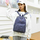Fashionable Flannel Fabric Backpack with Shining Hardware Decoration
