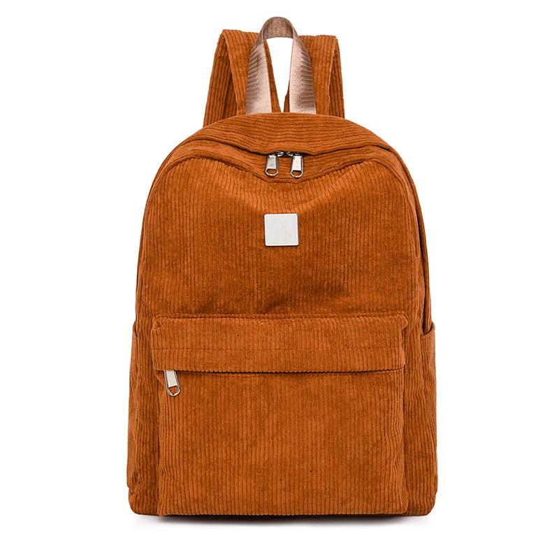 Fashionable Flannel Fabric Backpack with Shining Hardware Decoration