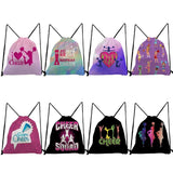 Cheerleaders Girl Print Backpacks for Students Cheers Letters Drawstring Pocket