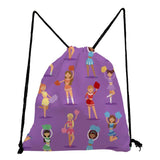 Cheerleaders Girl Print Backpacks for Students Cheers Letters Drawstring Pocket