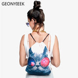 Women Canvas Drawstring Backpack Vintage College Students School Bagpack