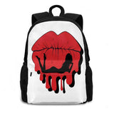 Puckered Dripping Lips With Girl Silhouette Laptop Travel School Bags