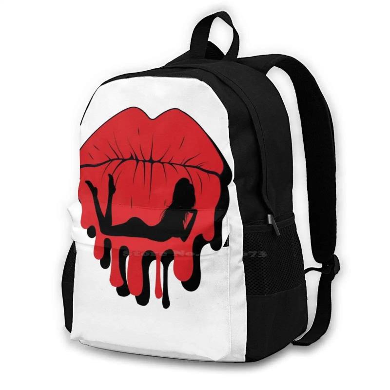 Puckered Dripping Lips With Girl Silhouette Laptop Travel School Bags