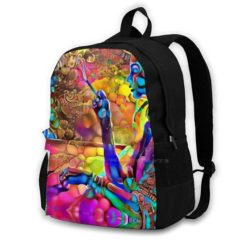 Large Capacity Backpack Laptop Travel Bags Smoking Girls Painte