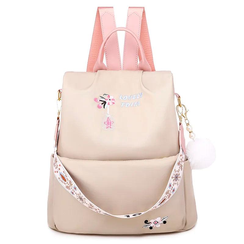 Anti-theft Embroidery Backpack for Girls Travel School Bag