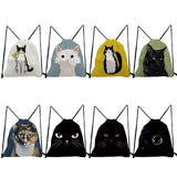 Cartoon Animal Print Backpack Cat Painting Outdoor Beach Bag