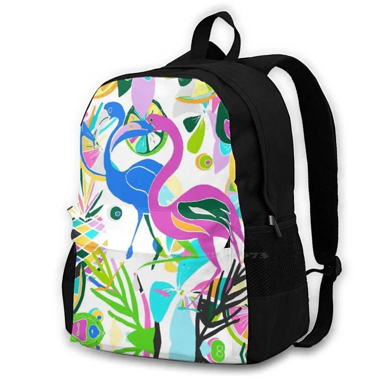Pink Flamingo Fun Backpack Laptop 15 Inch Birds Aviary Pink Jungle