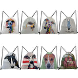 Unisex Durable Travel Drawstring Shoes Bag Greyhound Dog Print Backpack