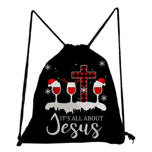 Christmas Gift Backpacks for Women Drawstring Pocket School Bag