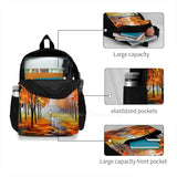 Pink Fog 3D Print Backpack Casual Bag Afremov Fog Pink Forest Park Tree Autumn