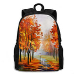 Pink Fog 3D Print Backpack Casual Bag Afremov Fog Pink Forest Park Tree Autumn