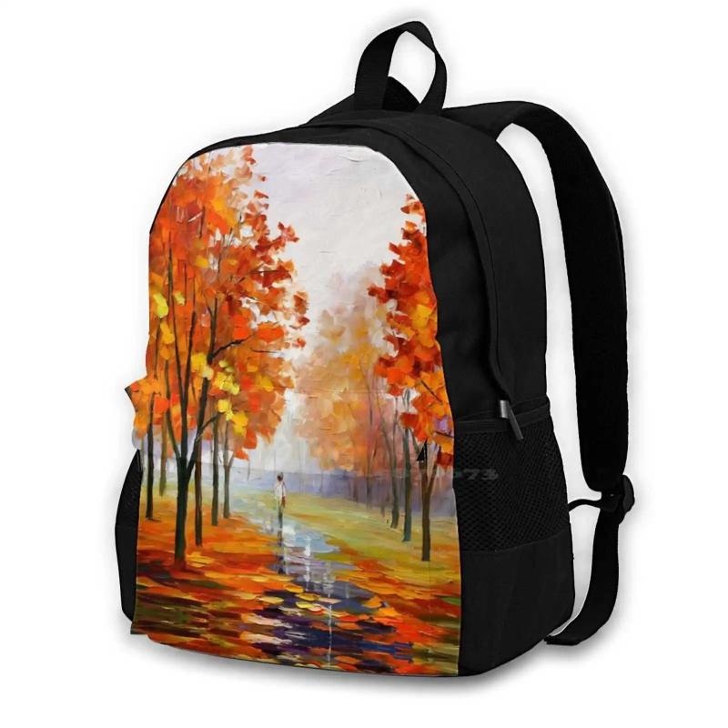 Pink Fog 3D Print Backpack Casual Bag Afremov Fog Pink Forest Park Tree Autumn