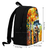 Warm Night College Student Backpack Romantic Hug Couple