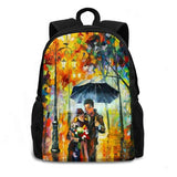 Warm Night College Student Backpack Romantic Hug Couple