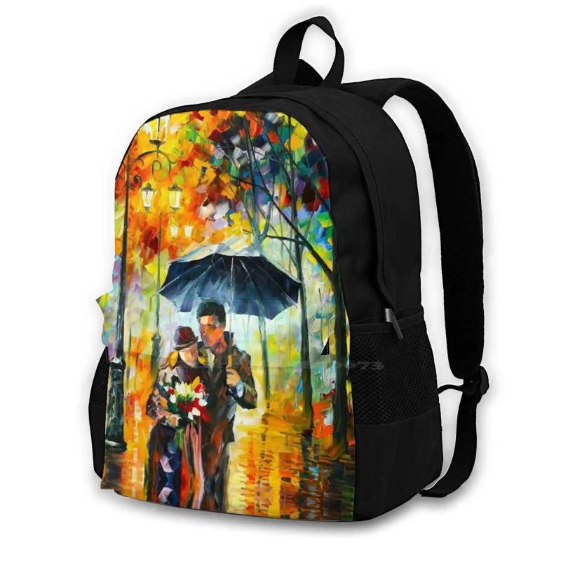 Warm Night College Student Backpack Romantic Hug Couple