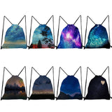 Drawstring Pocket Starry Sky Print Backpack for Students