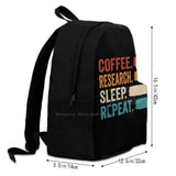 Coffee Research Sleep Repeat Teen College Student Backpack Laptop Travel Bags