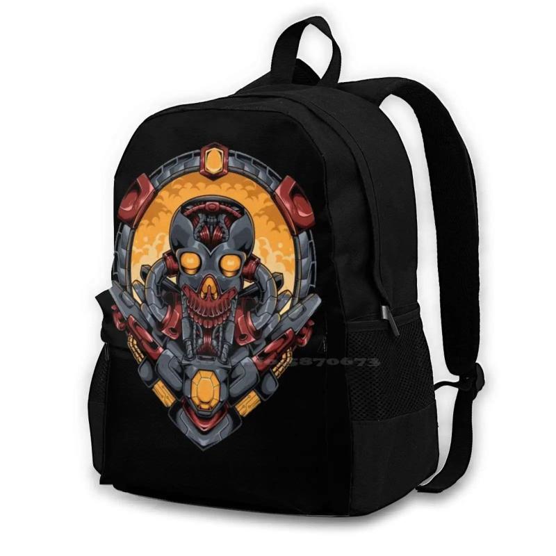 Skull Head Robotic 3D Print Backpack Casual Bag