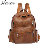 Women Leather Backpack Shoulder Bag Casual Purse