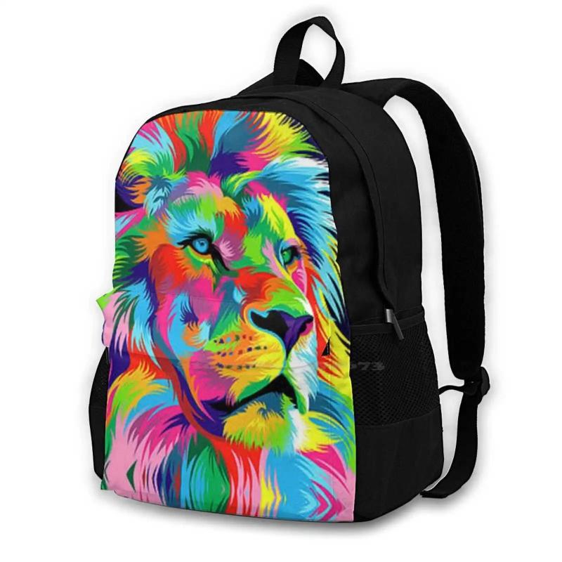 Colourful Lion Backpack Laptop Travel Bag