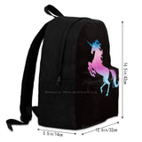 3D Print Unicorn Girl Backpack Magical Rainbow Glitter Stars Night
