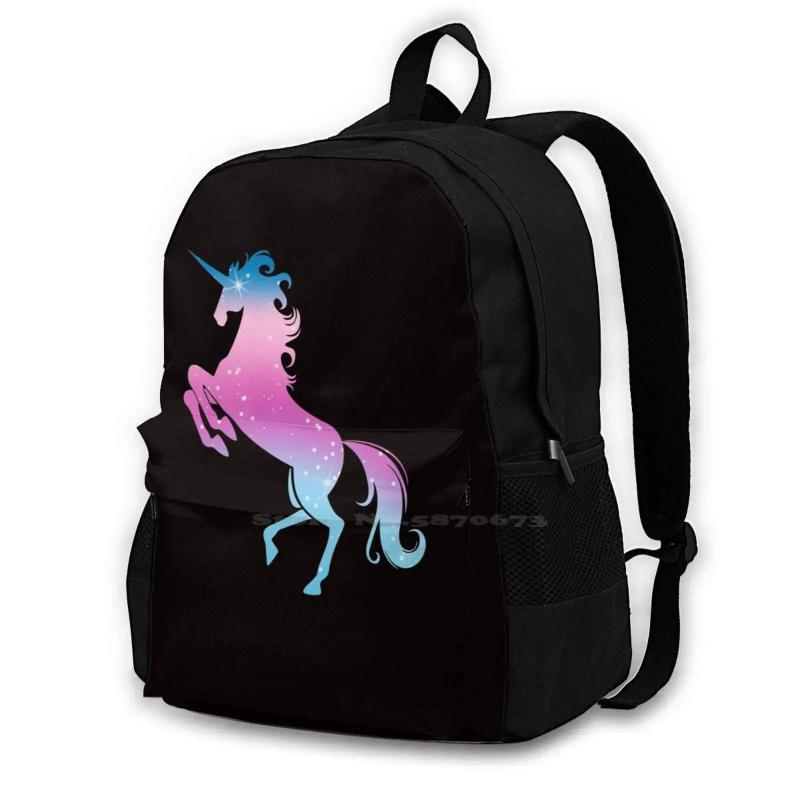 3D Print Unicorn Girl Backpack Magical Rainbow Glitter Stars Night