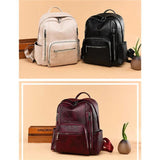 Leather Backpack for Women High Shoulder Bag Casual Purse School Bag