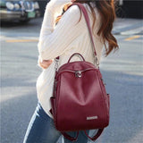 Women's PU Backpack Schoolbag Rucksack Girl Shoulder Bagpack