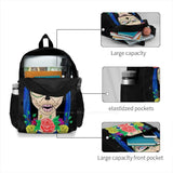 Zombie Skull Girl Floral Crown Roses School Backpack Laptop