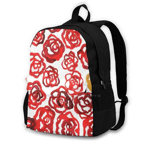 Red Rose Romance Floral Laptop Bagpack