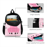 Piggy Large Capacity Backpack Laptop Travel Bags Pig Piggy Pink Animal